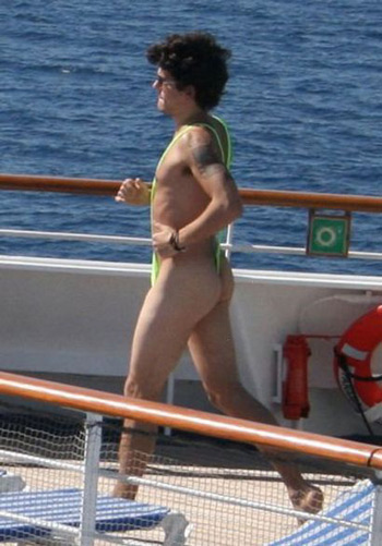 John Mayer takes a quick jog in his Borat style yellow thong
