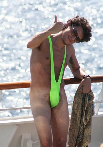 John Mayer in Borat-style one-piece thong