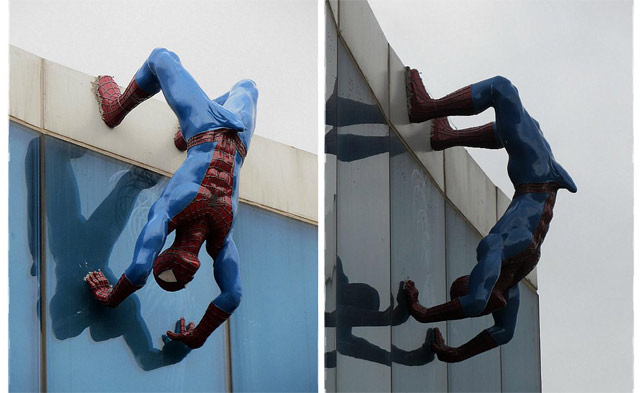 Spider-Man with a boner statue removed.
